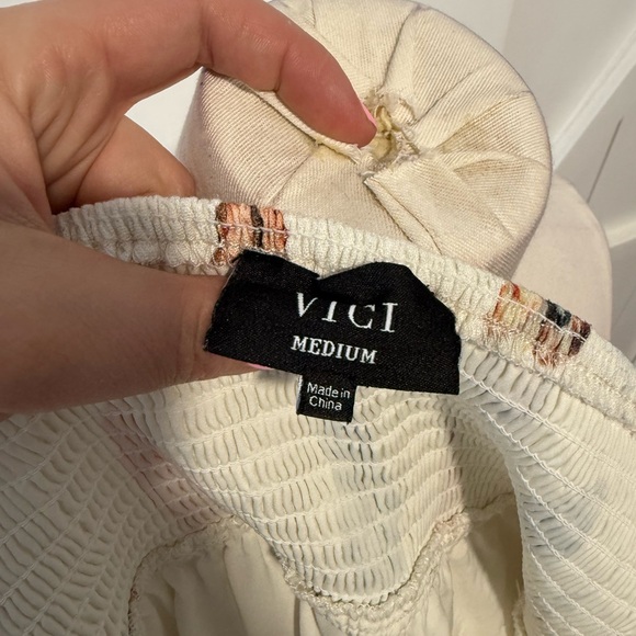 Vici Cream and Tan Smocked Dress - Picture 3 of 3